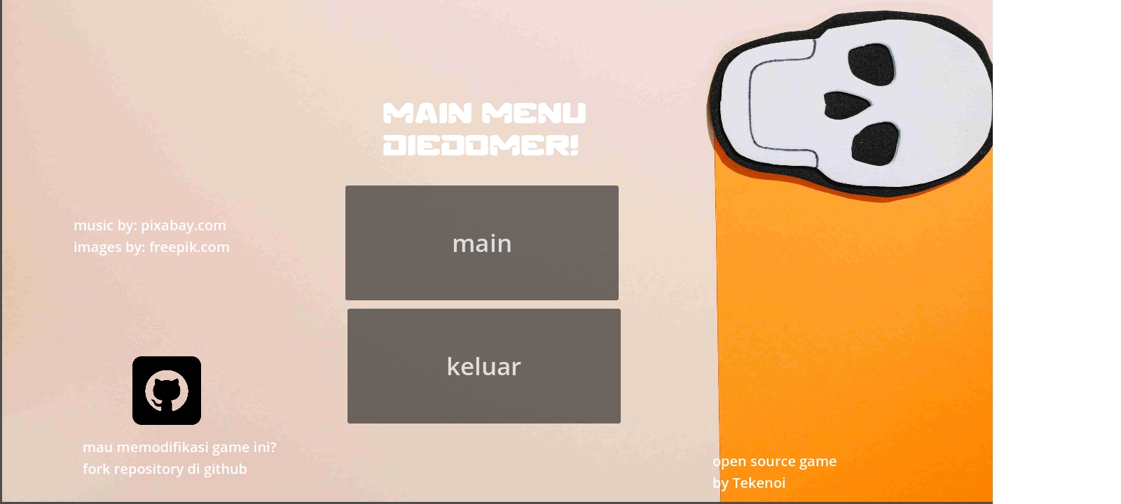 Tangkapan layar main menu diedomer